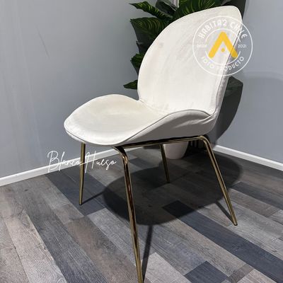 Imagen 2 del producto Pack 4 Silla Comedor Felpa Berlin con patas Doradas -Blanco Hueso