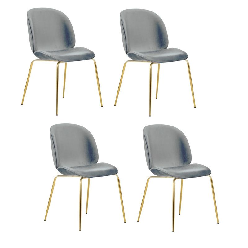 GENERICO - Pack 4 Silla Comedor Felpa Berlin con patas Doradas -Gris