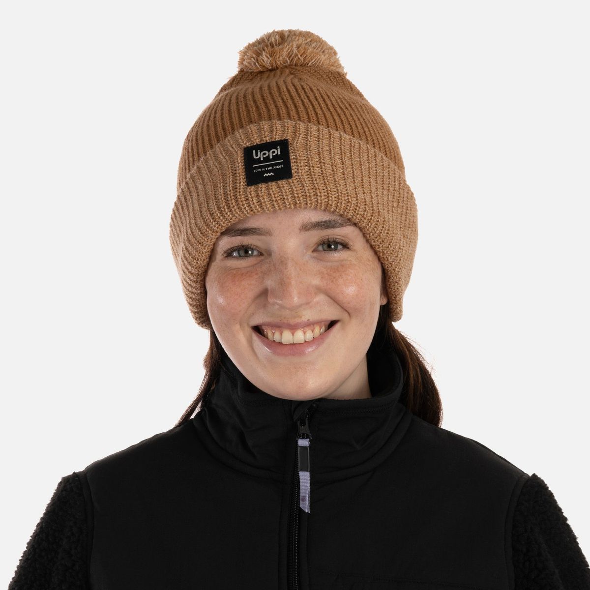 LIPPI - Gorro Fly Line Pom Blend-pro Beanie Camel Melange Lippi