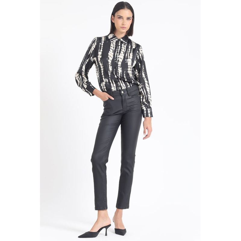 LIOLA - Pantalon Pitillo Tiro Medio Engomado Negro Liola