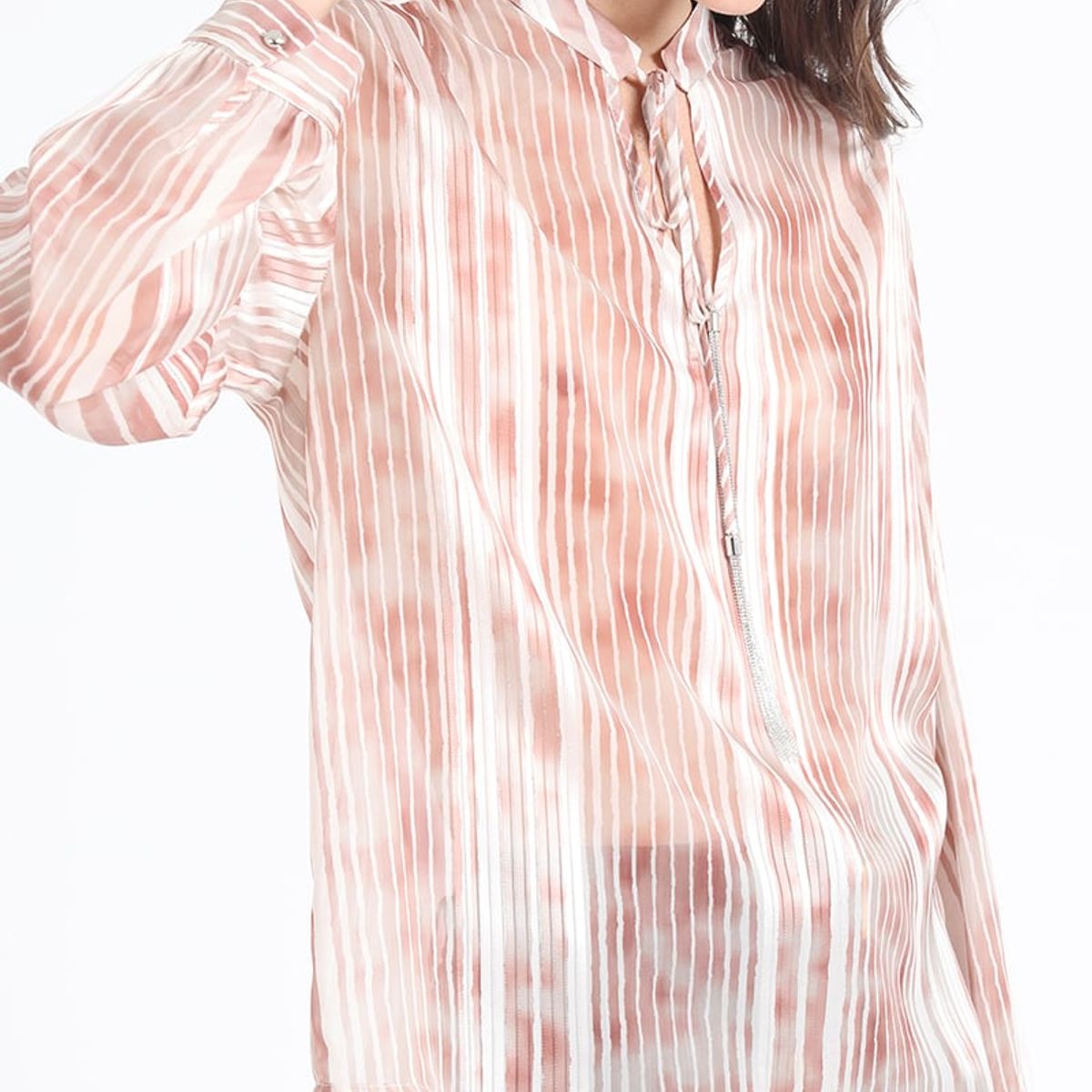 LIOLA - Blusa Con Lazo Y Cordon Fantasia, Naranjo Liola