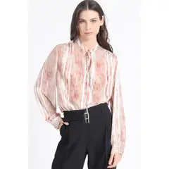 LIOLA - Blusa Con Lazo Y Cordon Fantasia, Naranjo