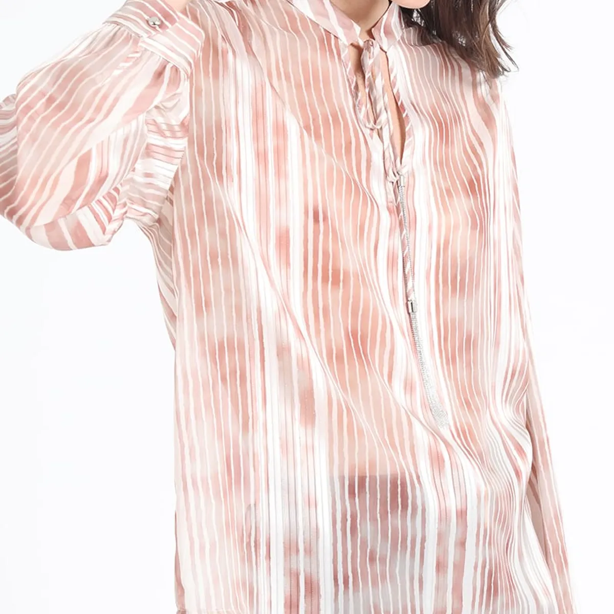 LIOLA - Blusa Con Lazo Y Cordon Fantasia, Naranjo Liola