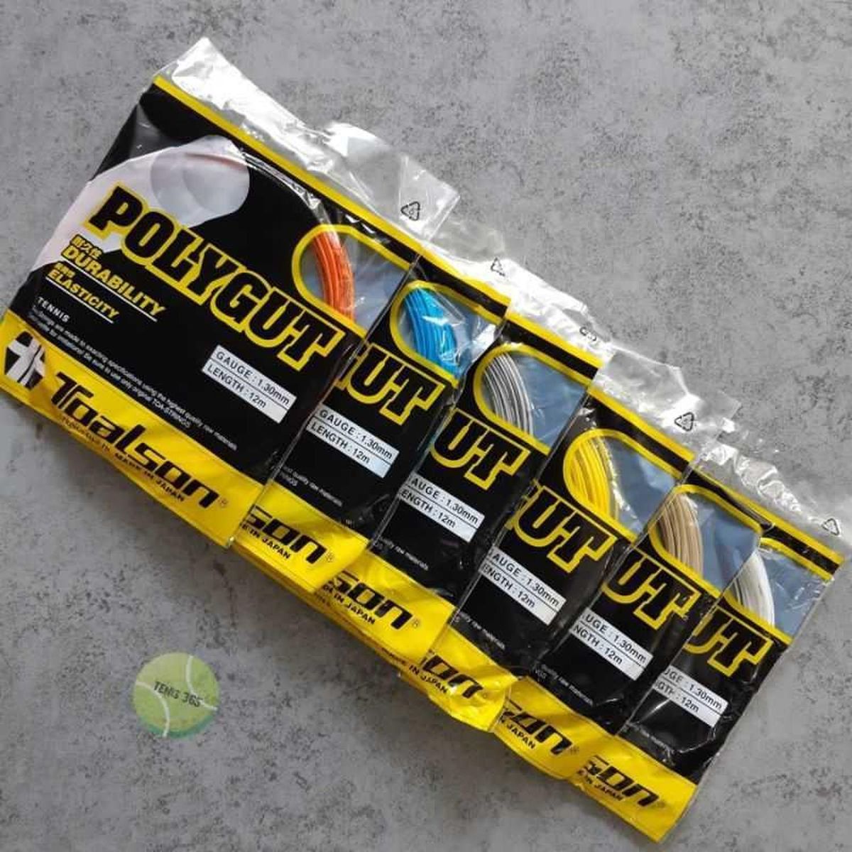 TOALSON - Cuerda Raqueta de Tenis Toalson Poly Gut 1,30 set 12m - Amarillo