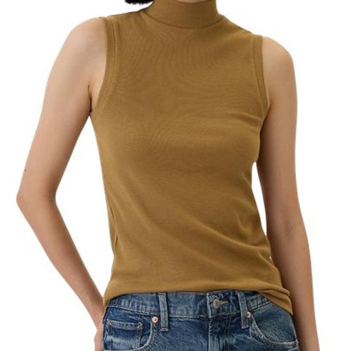 GAP - Polera Cuello Alto Sin Manga Mujer Café