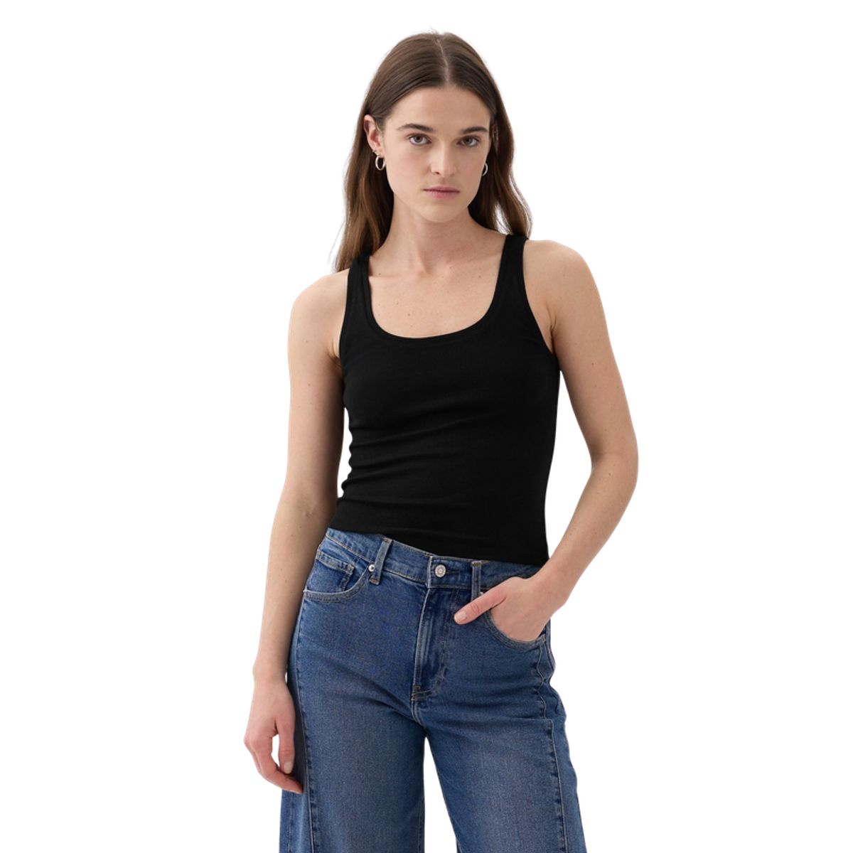 GAP - Polera Cropped Sin Manga Mujer Negro