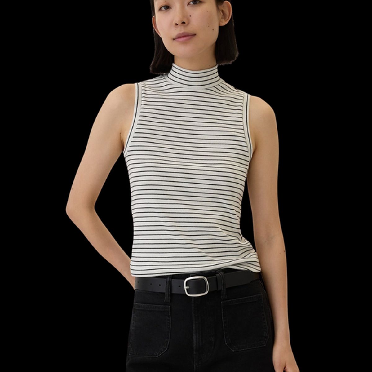 GAP - Polera Cuello Alto Sin Manga Mujer Blanco