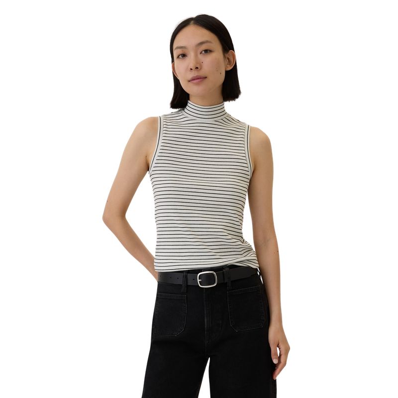 GAP - Polera Cuello Alto Sin Manga Mujer Blanco