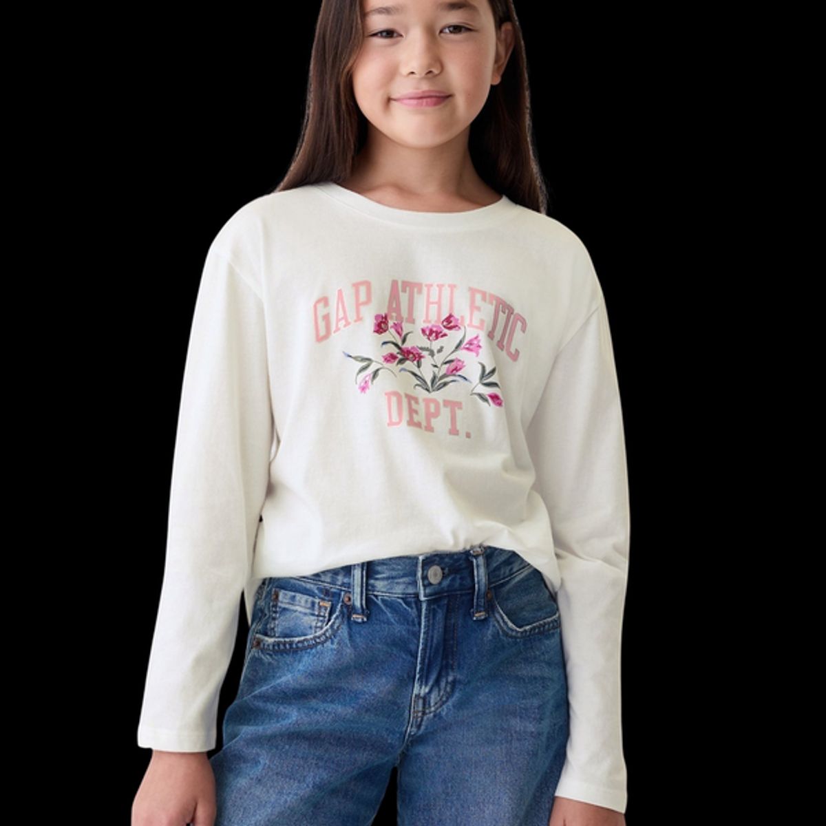 GAP - Polera Athletic Logo Manga Larga Niña Blanco