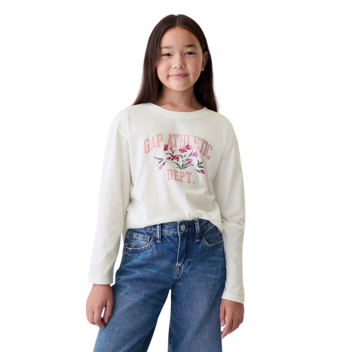 GAP - Polera Athletic Logo Manga Larga Niña Blanco