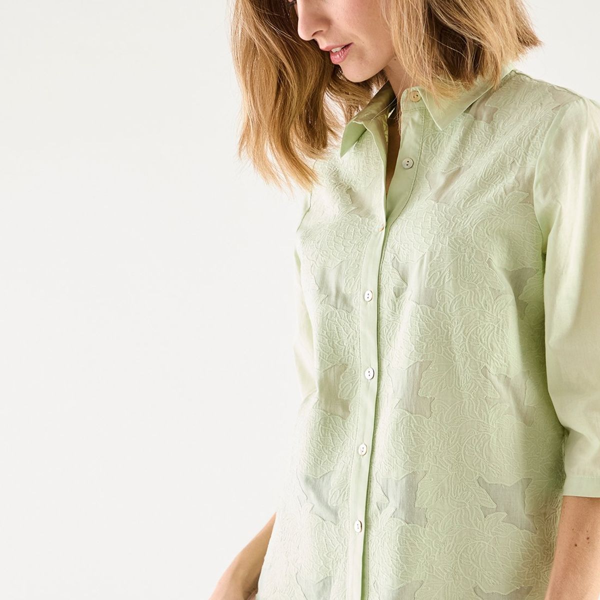 MA GRIFFE - Blusa Manga Larga Verde Agua Mujer Magriffe