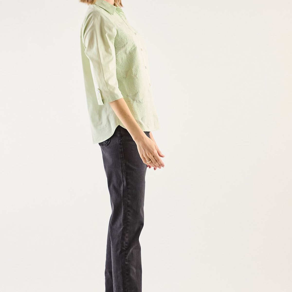 MA GRIFFE - Blusa Manga Larga Verde Agua Mujer Magriffe