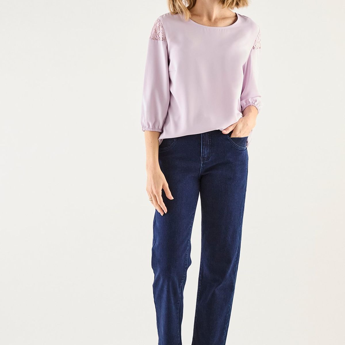 MA GRIFFE - Blusa Manga Larga Lila Medio Mujer Magriffe