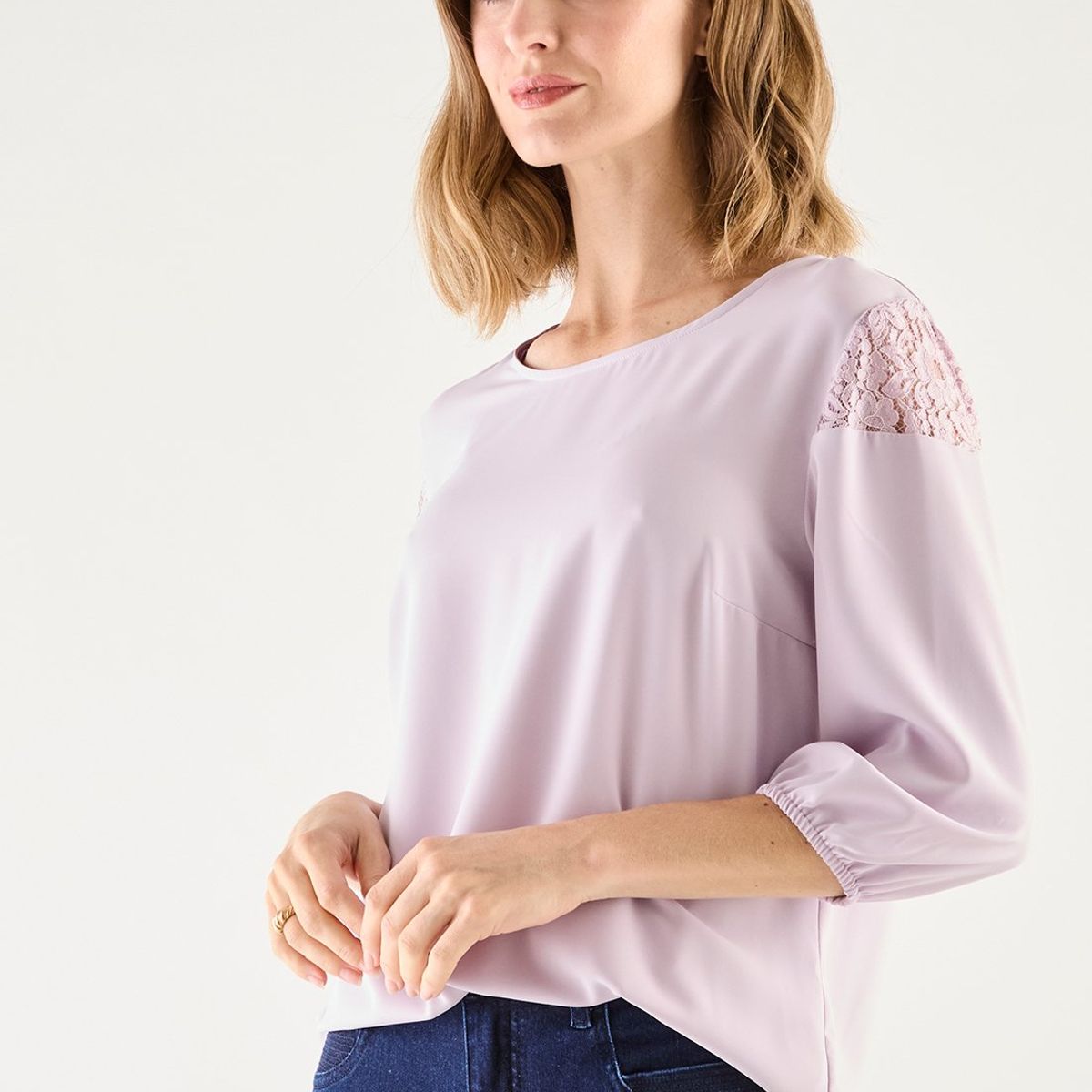 MA GRIFFE - Blusa Manga Larga Lila Medio Mujer Magriffe