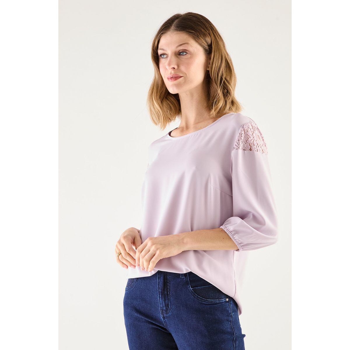 MA GRIFFE - Blusa Manga Larga Lila Medio Mujer Magriffe