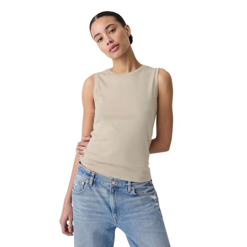 GAP - Polera Cuello Redondo Sin Manga Mujer Beige