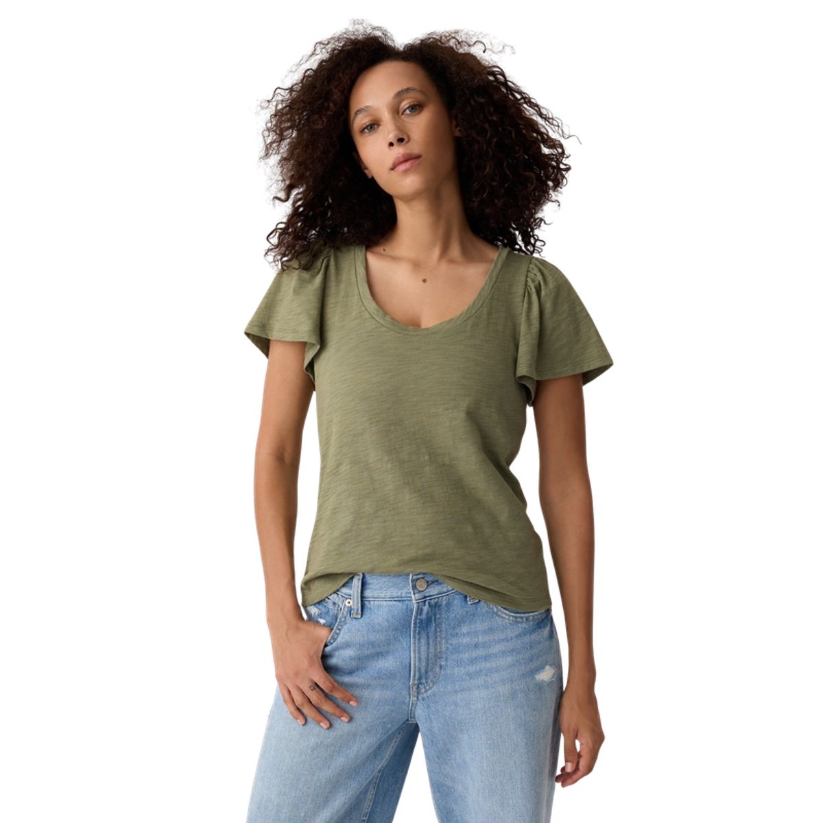 GAP - Polera Manga Con Vuelos Mujer Verde