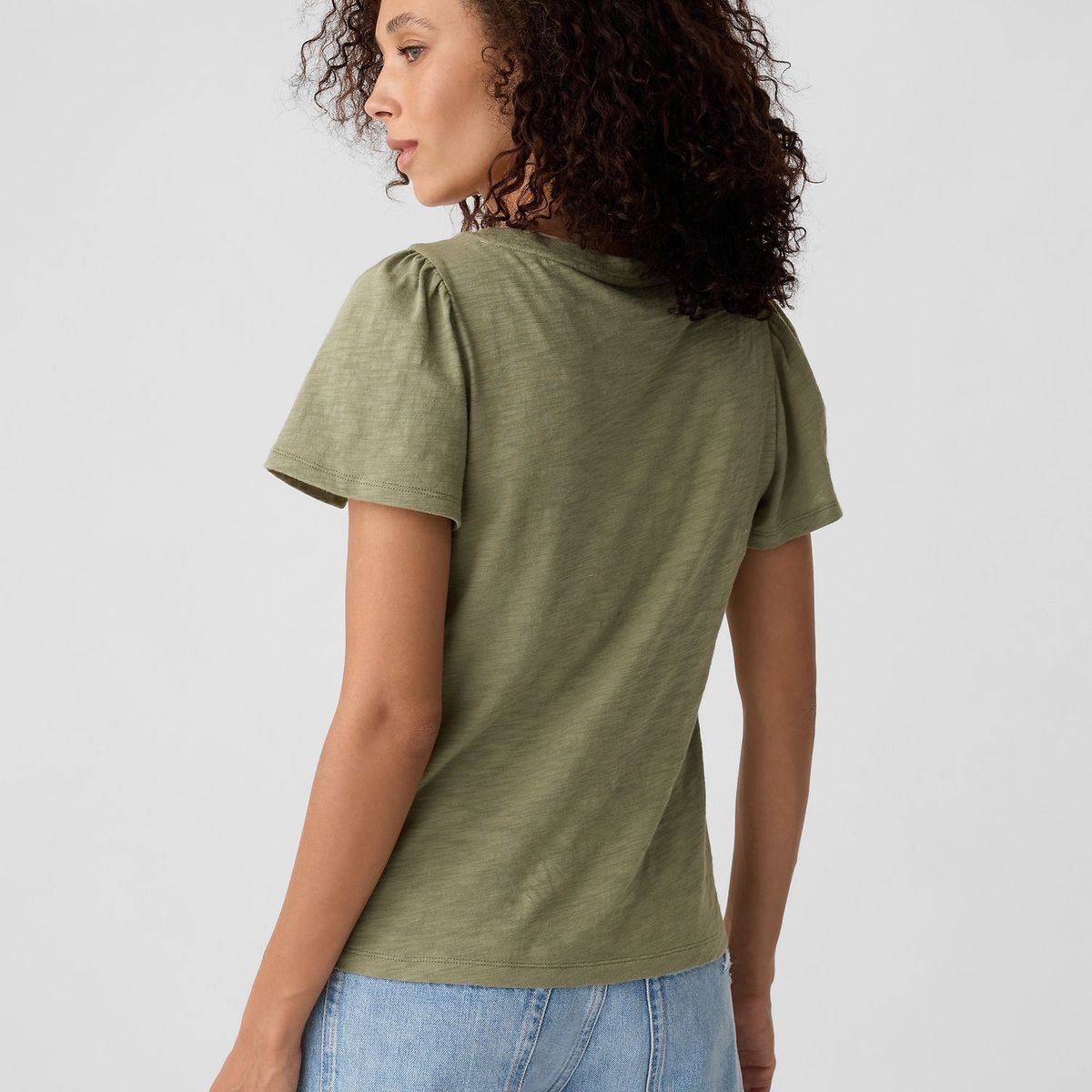 GAP - Polera Manga Con Vuelos Mujer Verde