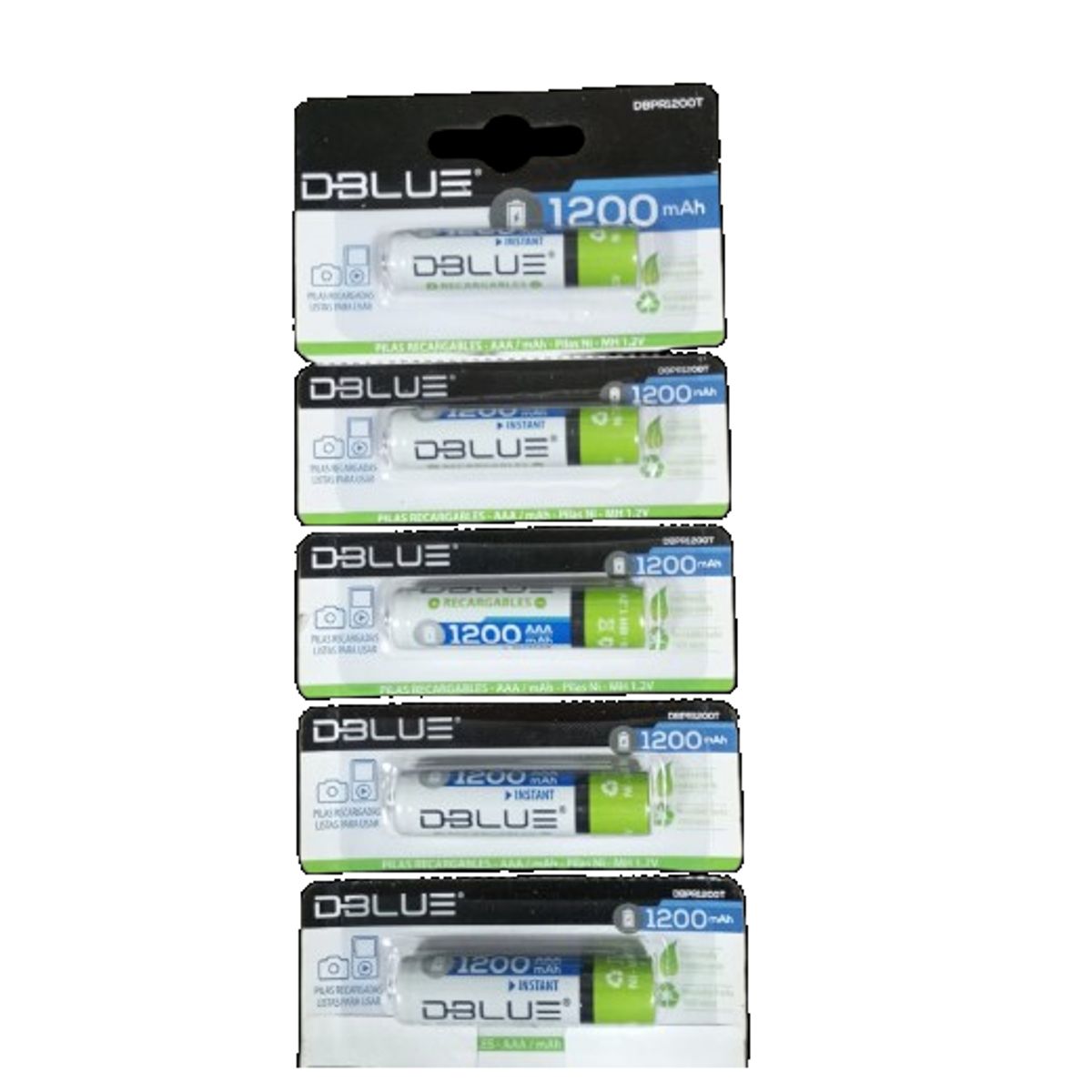 GENERICO - Paquete de 5 Baterías Recargables AAA Dblue 1200mAh