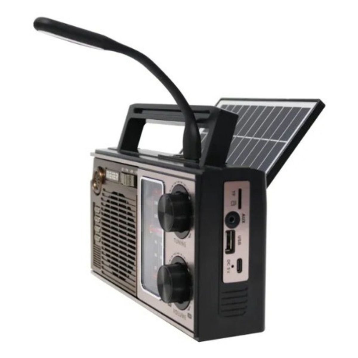 GENERICO - Radio Vintage Estilo Antiguo Panel Solar + Luz + Aux + Usb
