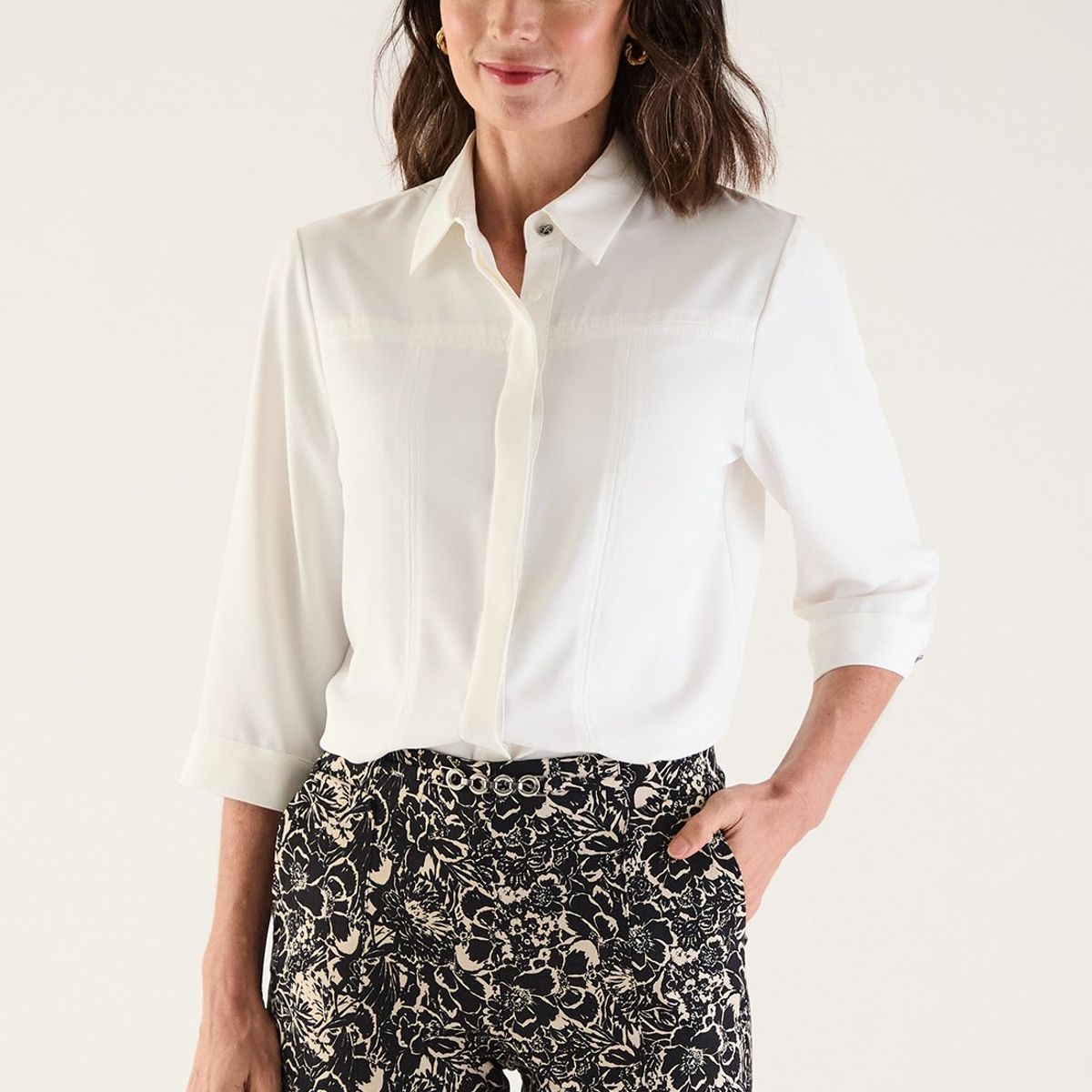 MA GRIFFE - Blusa Manga Larga Crudo Mujer Magriffe