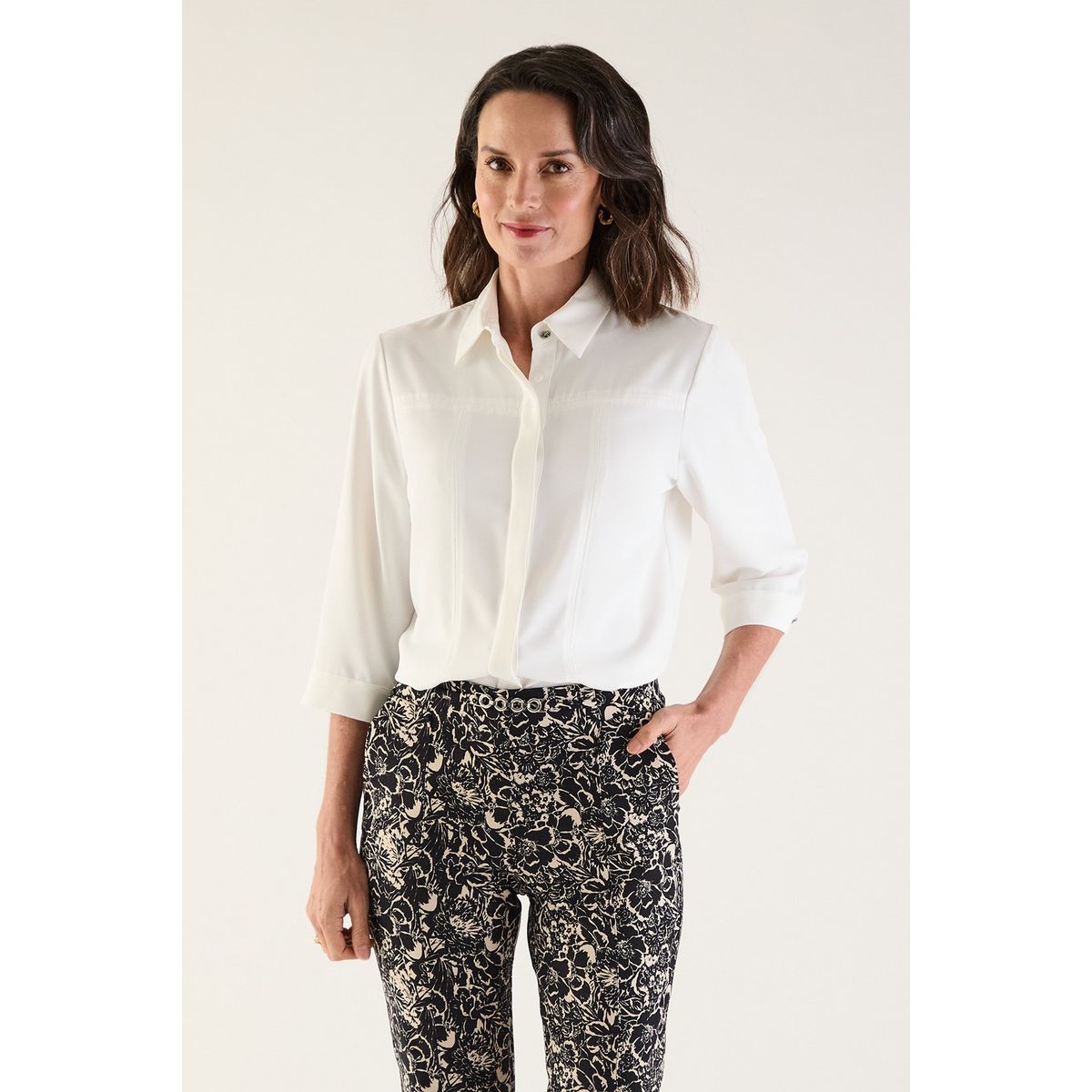 MA GRIFFE - Blusa Manga Larga Crudo Mujer Magriffe