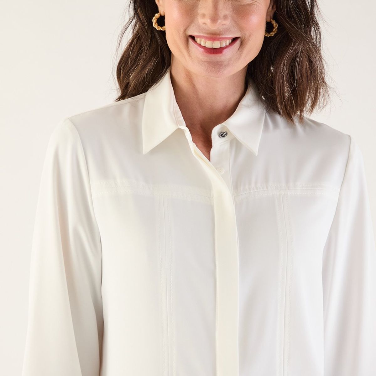 MA GRIFFE - Blusa Manga Larga Crudo Mujer Magriffe