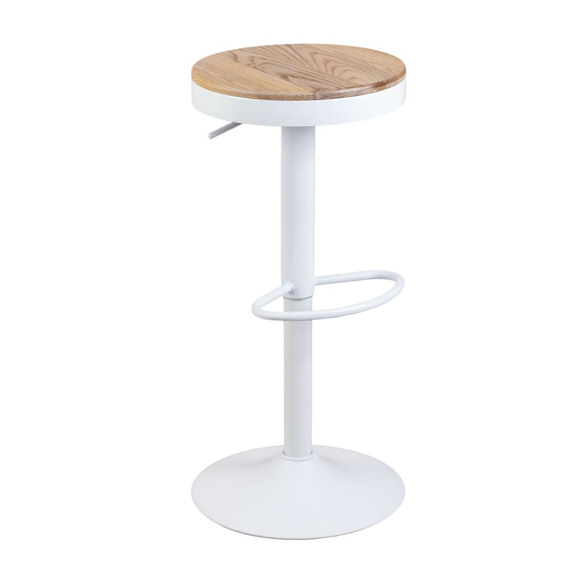 MOBOI - Taburete Regulable Piso Bar Asiento De Madera Blanco