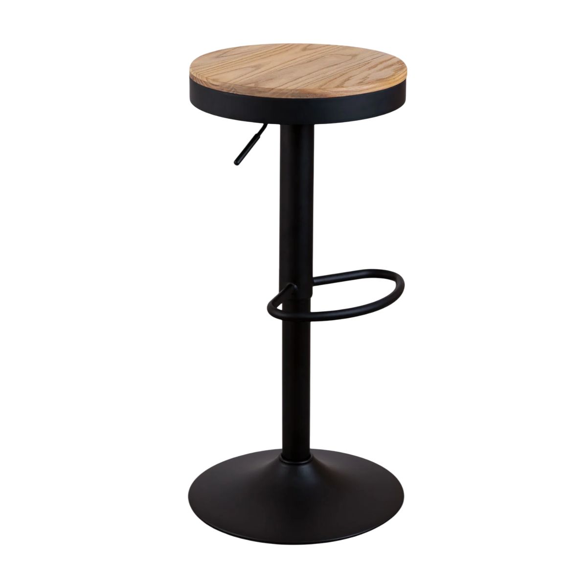 MOBOI - Taburete Regulable Piso Bar Asiento De Madera Negro