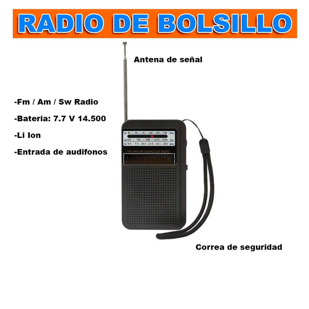GENERICO - Radio Portatil A Pila Am Fm Analogico De Bolsillo