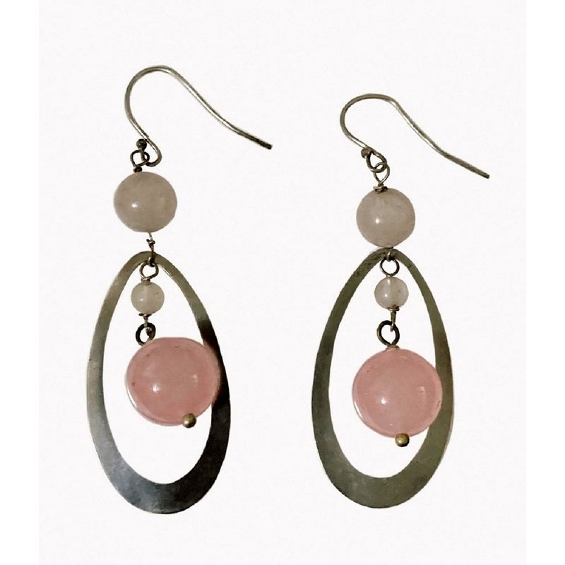 TAETHAI - Aros de plata 925 con Cuarzo Rosa