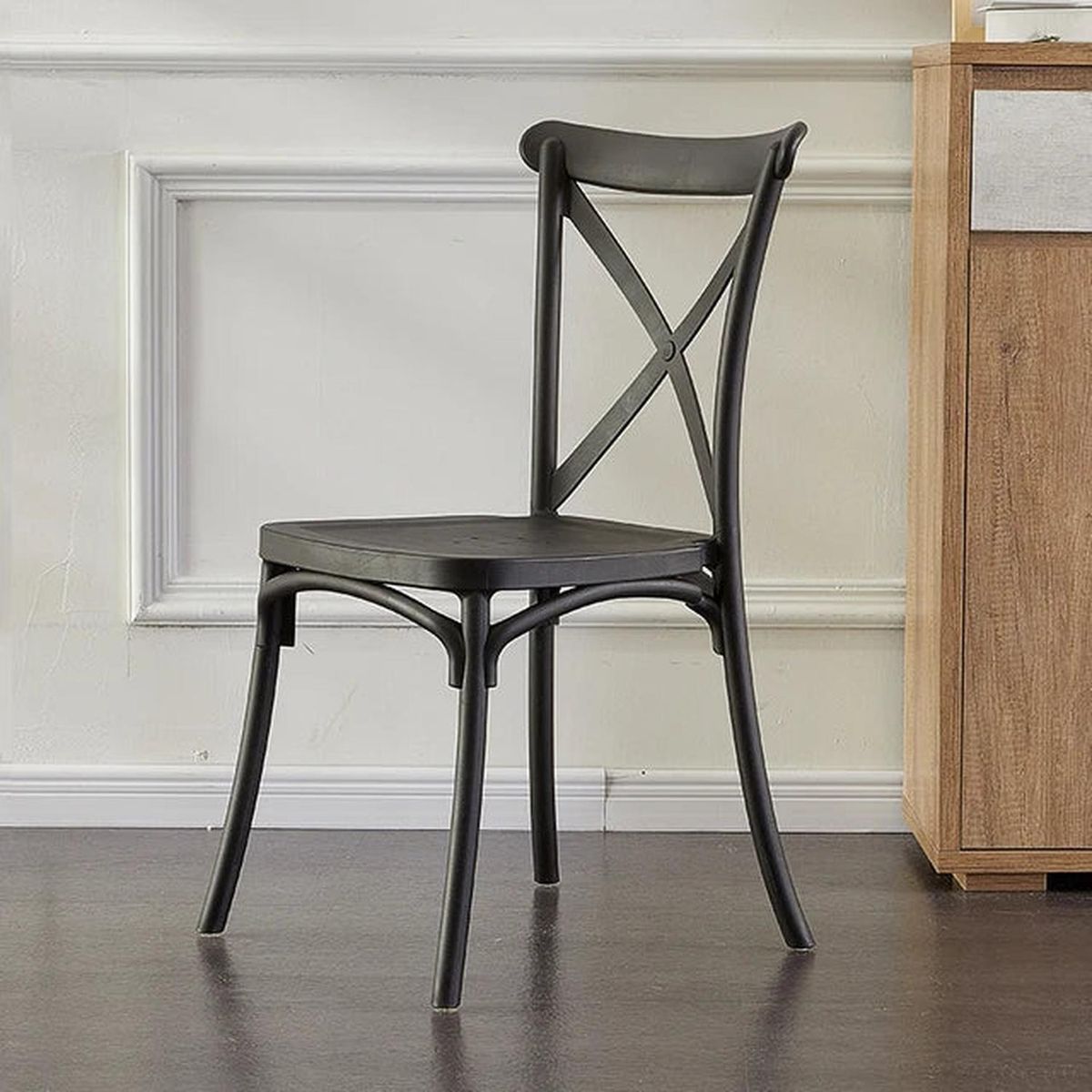 PANDALINO - Pack 4 Silla Crossback Negra - Ideal Terraza y Interior