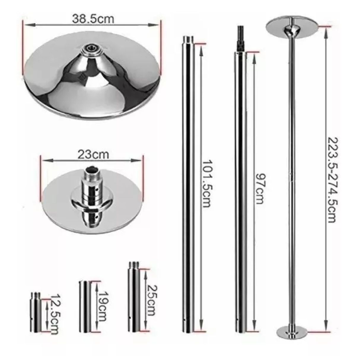 GENERICO - Barra Profesional Pole Dance Fitness Portátil Fijo-giratorio