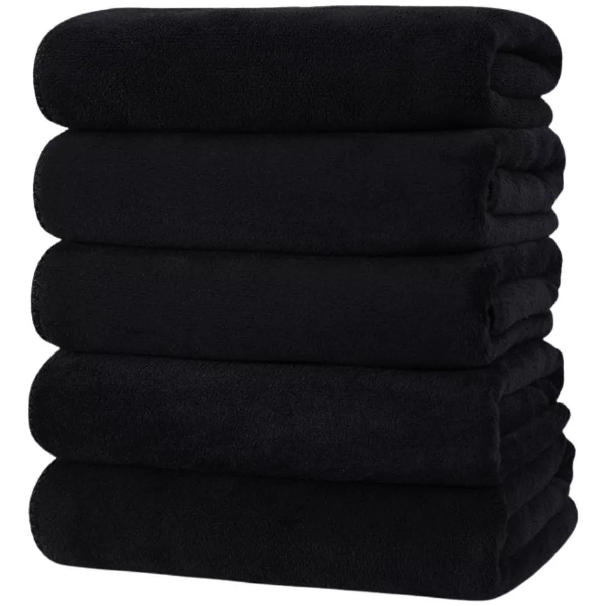 KUANGYE - Pack 6 Toalla Negra Peluqueria Hotel Barberia Spa Gym 35x75