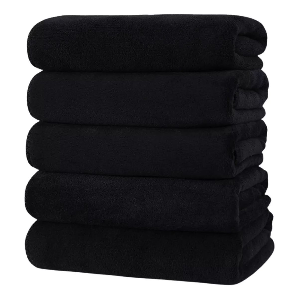 KUANGYE - Pack 6 Toalla Negra Peluqueria Hotel Barberia Spa Gym 35x75