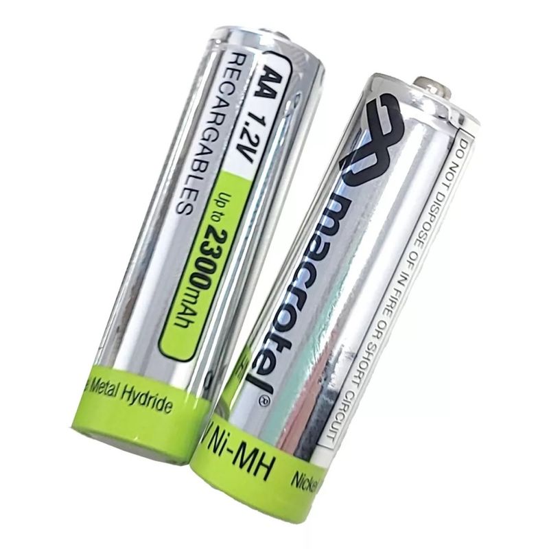 MACROTEL - Pack 2 Pilas Recargables AA 1.2v Macrotel 2300mha
