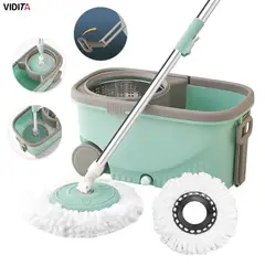 VIDITA - Mopa Trapeador Giratoria Balde Centrifuga Con Asa Rueda Agua