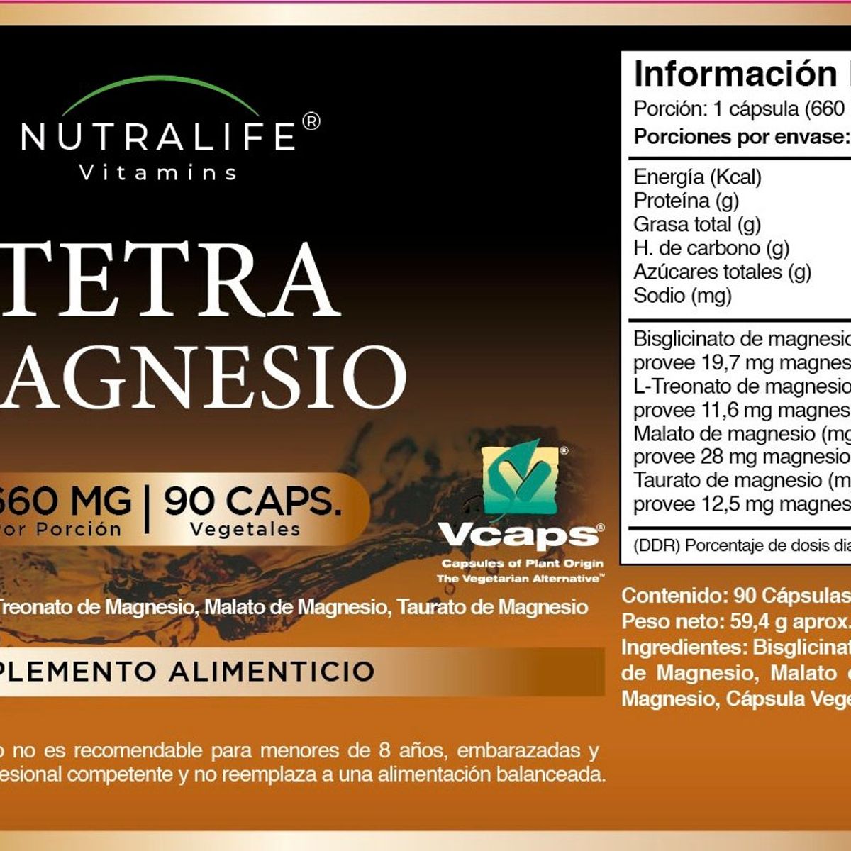 NUTRALIFE - Tetra Magnesio Bisglicinato + Treonato + Malato + Taurato Lf 3x90 Cap