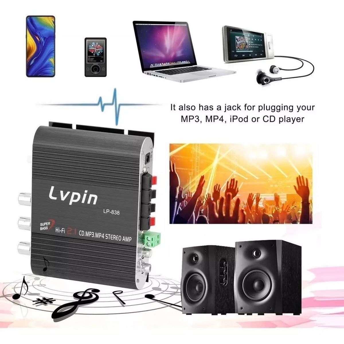 GENERICO - Mini Amplificador Estéreo Hifi Potencia De Audio