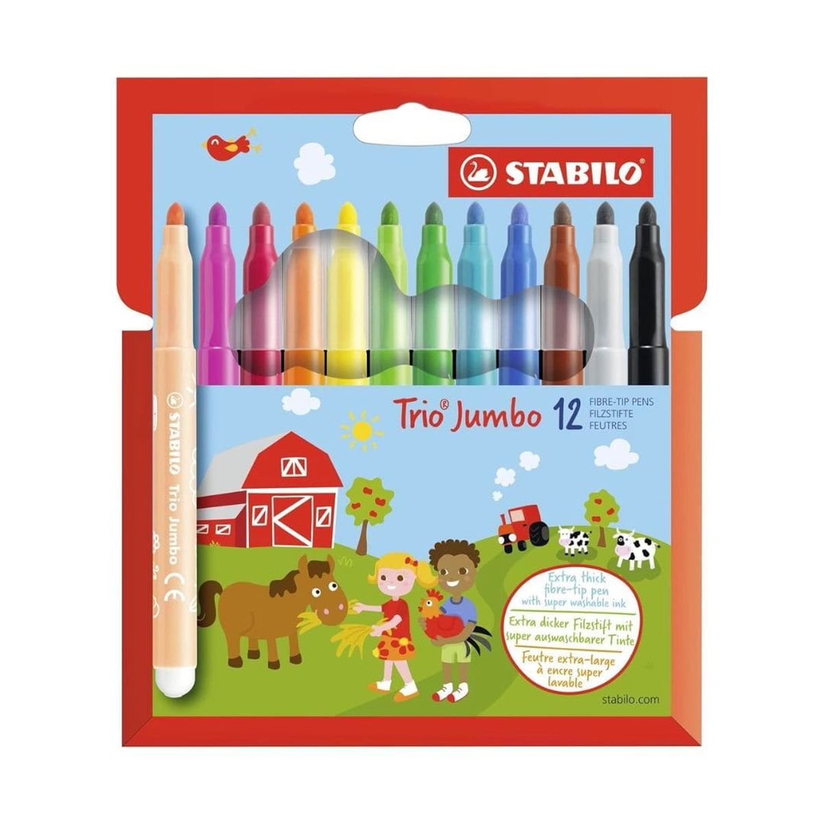 STABILO - Set de 12 Marcadores 3.0mm Stabilo Trio Jumbo