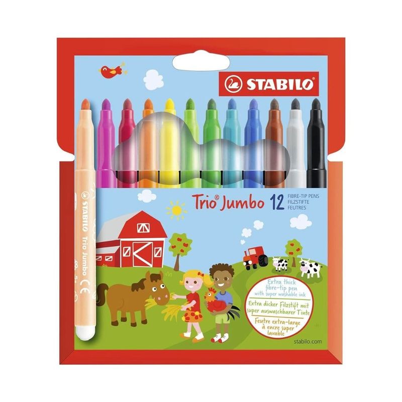 STABILO - Set de 12 Marcadores 3.0mm Stabilo Trio Jumbo