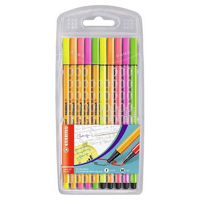 STABILO - Set de 10 Colores Neón Tiralíneas - Marcadores Stabilo