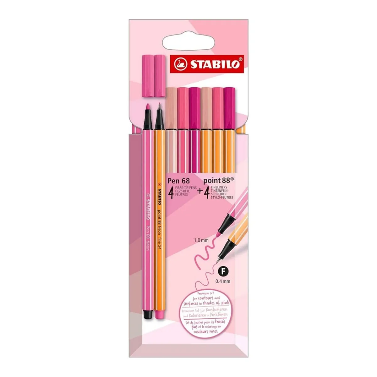 STABILO - Set de 8 Stabilo (4 Point 88 + 4 Pen 68) Shades of Pink