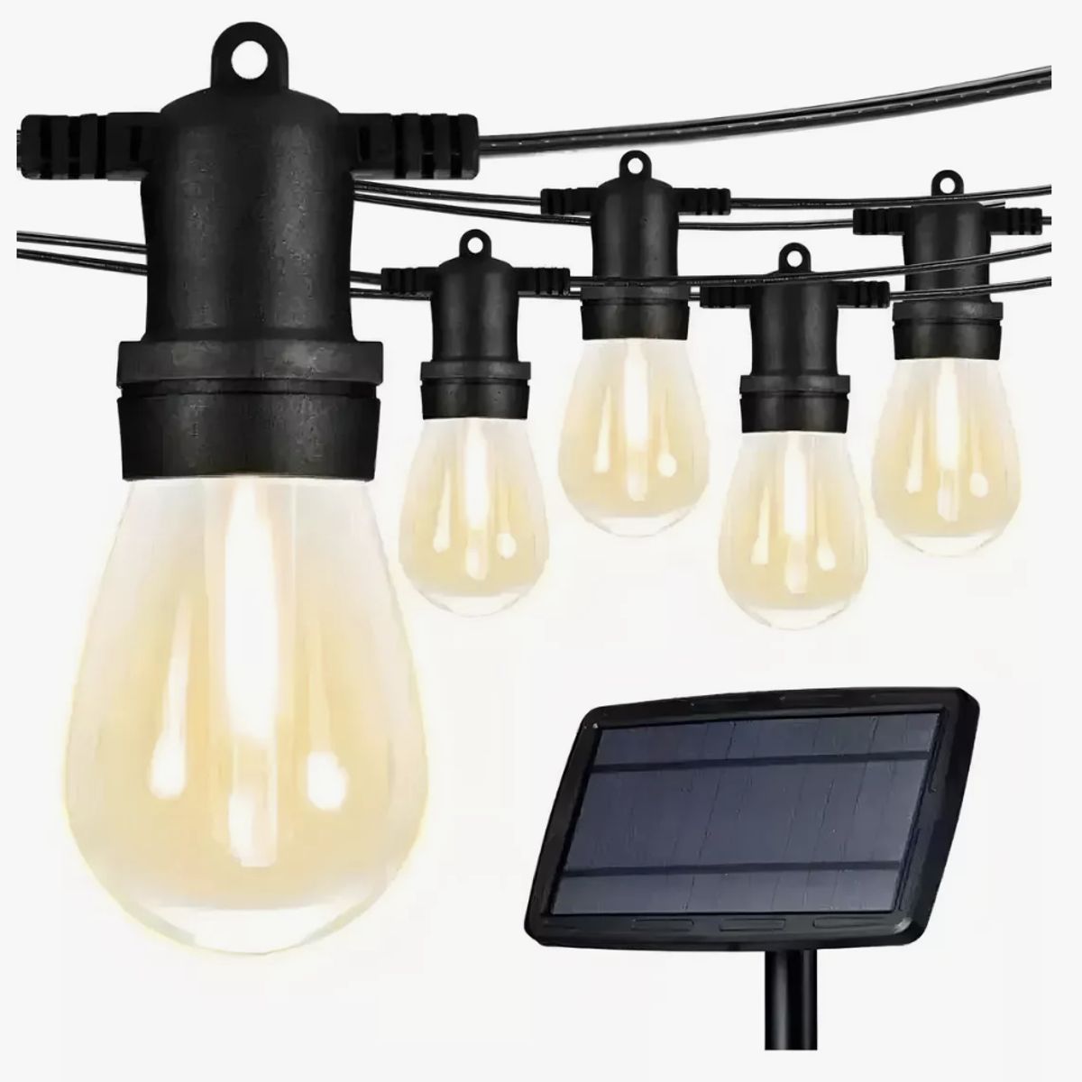 MOMO - Luces Guirnalda Solar 10 Led Ampolleta Calida Calido 5 Mtrs