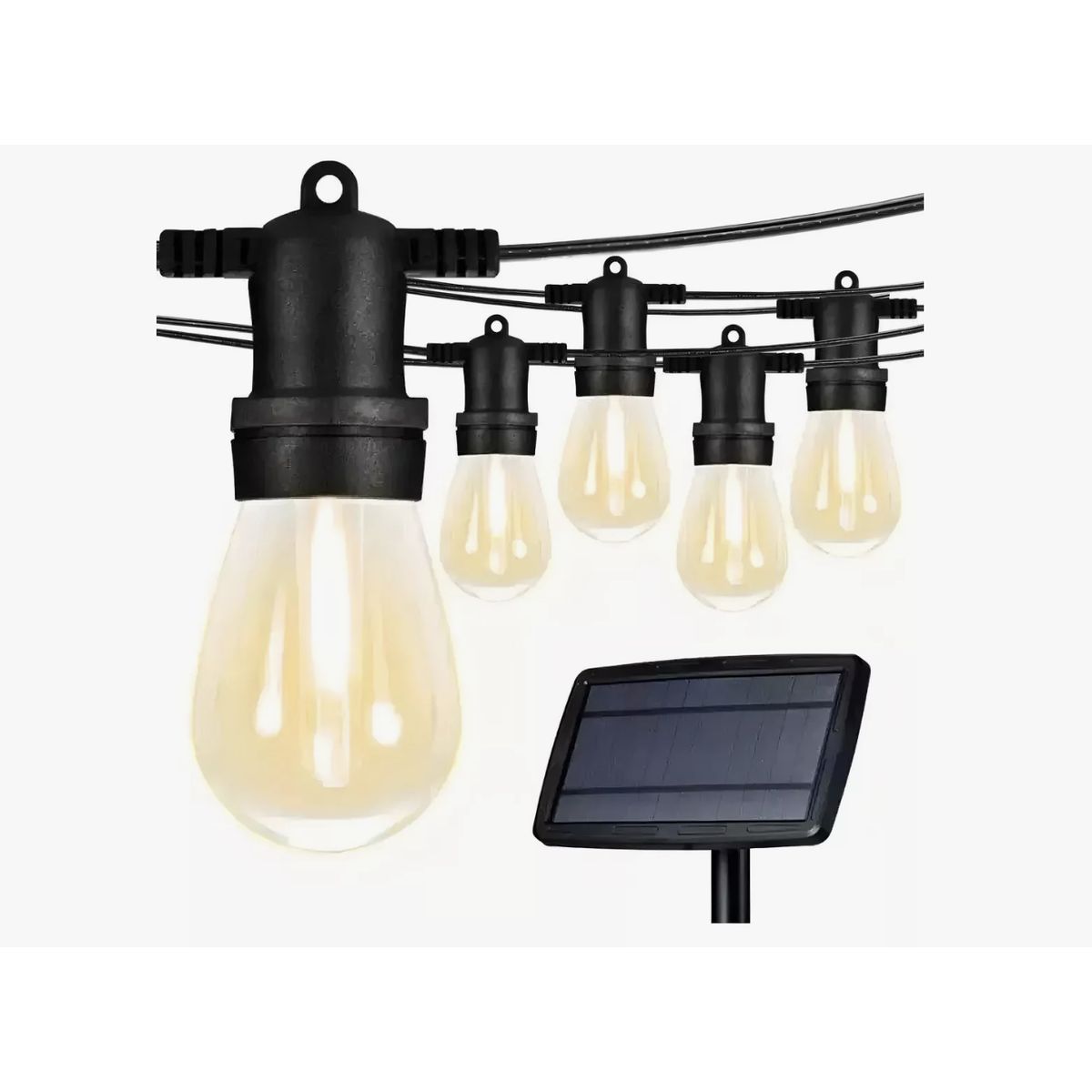 MOMO - Luces Guirnalda Solar 10 Led Ampolleta Calida Calido 5 Mtrs