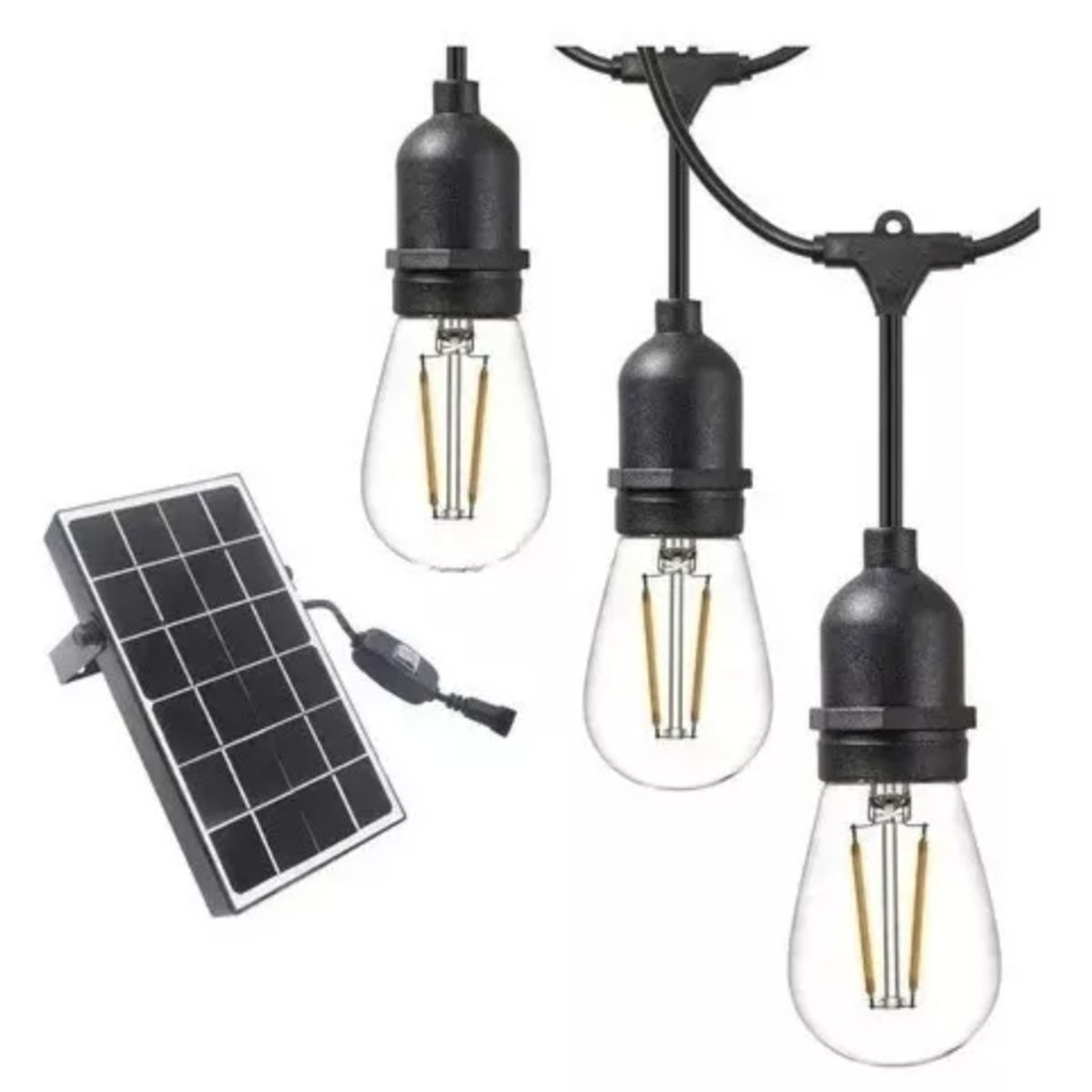 MOMO - Luces Guirnalda Solar 10 Led Ampolleta Calida Calido 5 Mtrs