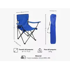 MOMO - Silla Plegable De Playa Camping Pesca Picnic Con Porta Vaso
