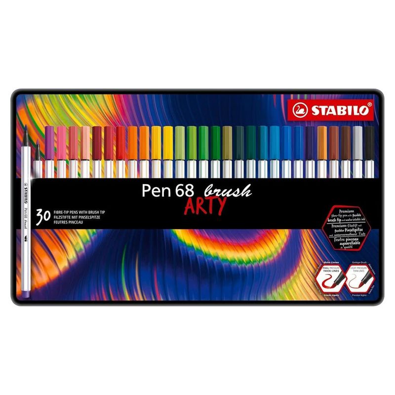 STABILO - Caja Metálica de 30 Stabilo Pen 68 Brush Arty
