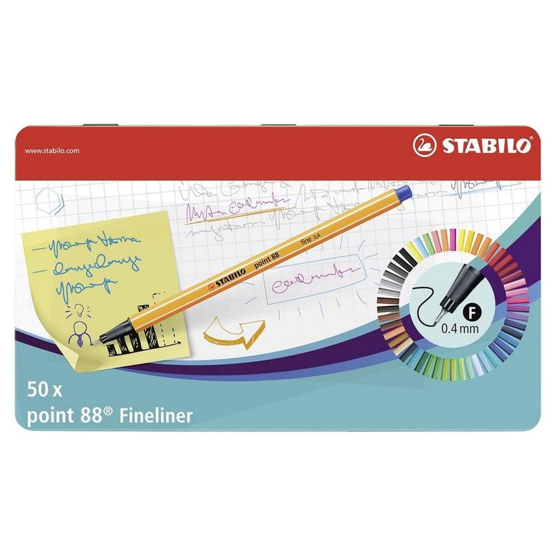 STABILO - Set de 50 Tiralíneas Stabilo Point 88 Caja Metálica