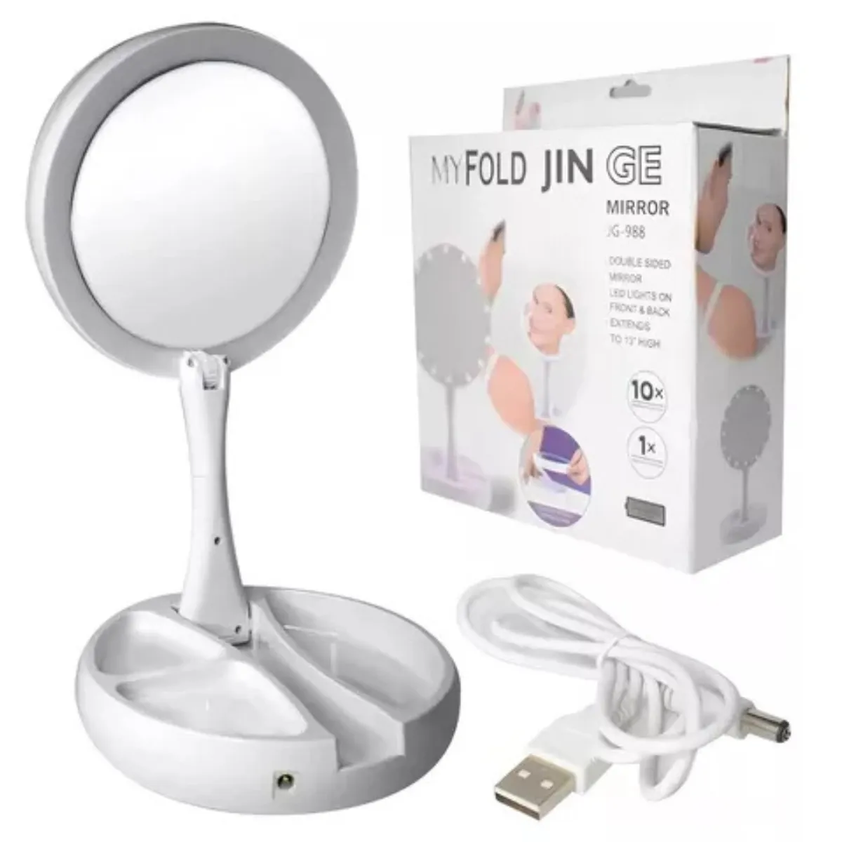 GENERICO - Espejo Doble + LED + Aumento x10